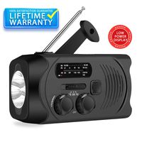 Emergency Solar Radio,AM/FM NOAA Weather Redio for Household and Outdoor, Hand Crank Self Powered Radio with LED Flashlight 2000mAh for Phone Charger Black