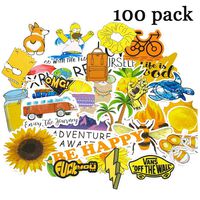100 Pack 2" Yellow Vsco Stickers Decals Packs for Hydro Flask,Vsco Girls Stuff,Waterproof Trendy Stickers for Teens, Water Bottle,Laptop,Travel Durable Vinyl,DIY Party Supplie Patches Decal