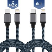Xcords USB C to Lightning Cable, Nylon Braided [2Pack 6FT Apple Mfi Certified] Charging Syncing Cord Compatible with iPhone 11/11Pro/11Pro MAX/XS/XS MAX/XR/X/8/8Plus (Use USB-C Wall Charger)