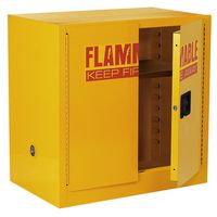 Sandusky Lee SC22F Yellow Steel Safety Cabinet for Flammable Liquids, 1 Shelf, 2 Door Manual Close, 22 Gallon Capacity, 35" Height x 35" Width x 22" Depth