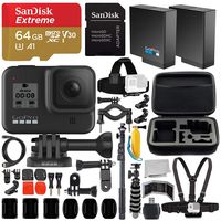 GoPro HERO8 Hero 8 Black Action Camera and Deluxe Accessory Bundle - Includes: SanDisk Extreme 64GB microSDHC Memory Card & Much More