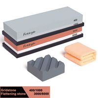Complete Knife Sharpening Stone Set with Flattening Stone: Premium 400/1000 Grit Water Stone, 3000/8000 Grit Water Stone, Best Whetstone Knife Sharpener, Flattening Stone,NonSlip Silicone Holder,Towel