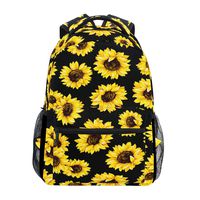 Sunflower Floral Laptop Backpack, Flower on Black Water Resistant College Students Bookbags Elementary School Bags Travel Computer Notebooks Daypack Bookbag for Men Women Kids Boys Girls