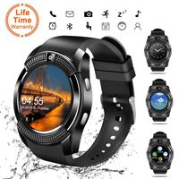 Smart Watch,Bluetooth Smartwatch Touch Screen Wrist Watch with Camera/SIM Card Slot,Waterproof Phone Smart Watch Sports Fitness Tracker for Android iPhone IOS Phones Samsung for Men Women Kids Black
