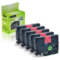GREENCYCLE 5 Pack Compatible for Brother TZ-431 TZE-431 8m 12mm Black on Red Label Tape P-Touch Printers