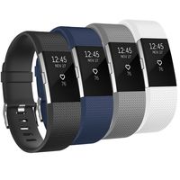 Tobfit 4 Pack Sport Bands Compatible with Fitbit Charge 2 Bands, Replacement Wristbands for Women Men Small/Large (Black/Blue/Grey/White, Small)