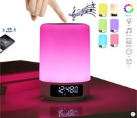 Bedside Table Lamp Alarm clock Portable Bluetooth Speakers Hands Free Night Light Dimmable Touch Sensor MP3 player LED Desk Lamp Bedside Table Lamp Color Changing Lamp DENT Products [Upgraded Version]