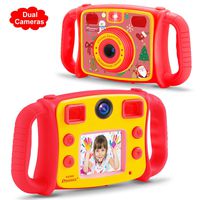 Prograce Kids Camera Dual Camera Selfie Digital Video Camera Camcorder for Boys Girls with 4X Digital Zoom, FlashLight and Funny Game(Christmas Edition)