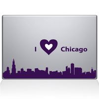 The Decal Guru I love Chicago Decal Vinyl Sticker, 13" MacBook Pro (2016 & Newer Models), Lavender (2328-MAC-13X-LAV)