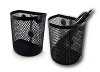 Magnetic Pen/Pencil Mesh Metal Basket/Holder/Container/Storage/Organizer for Kitchen/Refrigerator/Fridge/Whiteboard/Dry Erase/File Cabinet/Locker (Black)(Set of 2)