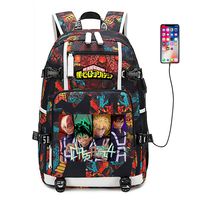 My Hero Academia Anime Boku no Hero Academia Cosplay Backpack Daypack Bookbag Laptop School Bag with USB Charging Port (Color 9A)
