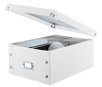 Snap-N-Store Double Wide CD Storage Box, 6.125" x 10.5" x 14", Holds up to 330 CDs/DVDs, White (SNS03314)