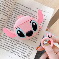 Rumbeast Unique Airpods Pro Case, 3D Cute Cartoon Airpods Pro Cover Soft Silicone Headphone Cover Cases Soft Full Protective Skin Cases for Girls Kids Women(Stitch-Pink)