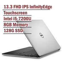 Dell XPS 13 13.3 Inch FHD Touchscreen Flagship Laptop Silver Intel Core i5-7200U, 8GB RAM, 128GB SSD, Backlit Keyboard, InfinityEdge Windows 10 (Renewed)