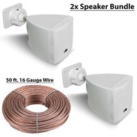 Pure Acoustics HT770 WH Mini Cube Speaker (White) (2 Pack) and 50 Foot Speaker Wire