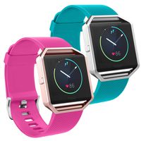 SKYLET Compatible with Fitbit Blaze Bands, 2 Pack Soft Replacement Sport Wristband with Stainless Steel Frame for Fitbit Blaze Bracelet (No Tracker)