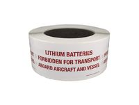 Lithium Battery Forbidden Transport Labels 2 x 4 inches 500 Labels Per Roll