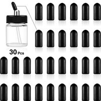 Blulu Airbrush Bottles Caps Airbrush Jar Caps Pour Covers Siphon Adapter Liquor Spout Covers for Airbrush Bottle Jar Caps, Black (30)