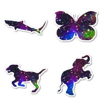 Dog Running Elephant Shark Butterfly Galaxy Sticker Pack Galaxy Animals Stickers - 4 Pack - Laptop Stickers - for Laptop, Phone, Tablet Vinyl Decal Sticker (4 Pack) S211290
