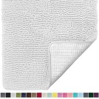 Gorilla Grip Original Luxury Chenille Bathroom Rug Mat, 70x24, Extra Soft and Absorbent Shaggy Rugs, Machine Wash and Dry, Perfect Plush Carpet Mats for Tub, Shower, and Bath Room, White