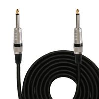 1/4" to 1/4" Audio Cord - ¼" to ¼ Inch Mono Jack Male Connection 15 ft 12 Gauge Black Heavy Duty Professional Speaker / Guitar Cable Wire - Delivers Sound - Pyle Pro PPJJ15