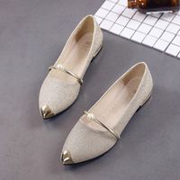 Hemlock Low Heel Flat Shoes, Women Comfortable Slippers Dress Sandals Shoes Pointed Toe Oxford Shoes (US:6, Gold)