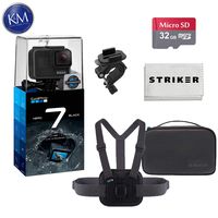 GoPro Hero 7 (Black) Action Camera with GoPro Sports Kit Essential Bundle: Includes - Chesty, Handlebar/Seatpost/Pole Mount, Large + Small Rubber Insert, Vertical Mounting Buckle, and Compact