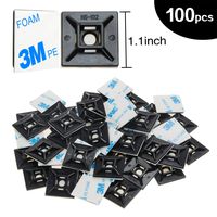 XHF Cable Zip Tie Mounts Self Adhesive Wire Cable Clips Organizer Holders Black 1.1 inch (28mm x 28mm) HS-102