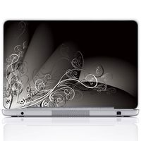 Meffort Inc 14 Inch Laptop Notebook Skin Sticker Cover Art Decal (Free Wrist pad) - Black White Swirl