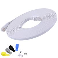 Cat 6 Ethernet Cable 35ft (at a Cat5e Price but Higher Bandwidth) Flat Internet Network Cable - Cat6 Ethernet Patch Cable Short - Cat6 Computer Cable with Snagless RJ45 Connectors - White