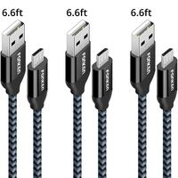 Micro USB Android Charger Cable, FONKEN USB to Micro USB Cables [3-Pack,6.6FT] High Speed USB2.0 Sync and Charging Cables for Compatible Samsung, HTC, Motorola, Nokia, Kindle, MP3, Tablet etc. (Black)