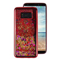 For Samsung Galaxy S8 Cover Case, Rosa Schleife Transparent Liquid Dynamic Floating Clear Crystal Bling Glitter Soft Rubber TPU Back Case Cover Protective Shell Cases Covers for Samsung Galaxy S8