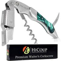 Waiters Corkscrew by HiCoup - Professional Stainless Steel with Jade Resin Inlay All-in-one Corkscrew, Bottle Opener and Foil Cutter, the Favoured Wine Opener of Sommeliers, Waiters and Bartenders