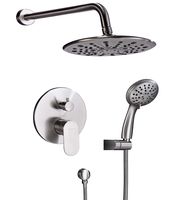 Shower System, Wall Mounted Shower Faucet Set for Bathroom with High Pressure 8" Rain Shower head and 3-Setting Handheld Shower Head, Brushed Nickel （Rough in Pressure Balance Valve Included)