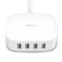 Desktop USB Charging Station Hub, 25W 4-Port USB Wall Charger with 6ft Extension Cord, 5A Charge Adapter for Smartphone, Tablets, Power Bank and More
