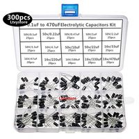 Electrolytic Capacitors Kit, Radial Capacitor Assorted Assortment Box Set Black 16V 50V, Range 0.1uF-470uF, Pack of 300, By Ltvystore