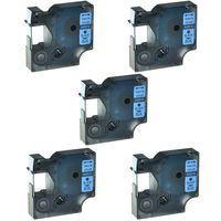 KCMYTONER Compatible for DYMO D1 Label Cassette D1 45016 S0720560 1/2" Labels Tape use in LabelManager 160 280 420P LabelPoint 100 150 200 250 300 Label Maker (Black on Blue,5Pack)