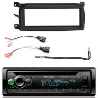 Pioneer Single DIN Bluetooth AM FM USB AUX CD Stereo w/Built-in Amp, Enrock Single-DIN Dash Kit, Metra 2 Pin Rectangular Speaker Connector, Metra Antenna Adapter (Select 2001-2009 Vehicles)