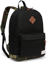 School Backpack for Men, Kasqo Water-Resistant Classic School Bookbag Fits 14 inch Laptop Casual Daypack for Teenagers Black and Camo
