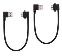 Yeeco 2PCS Right Angle A Male to Micro B Male USB Cable Right Angle Micro B Extension Cable Adapter Cord for Charging Data Syncing Smartphone PC Laptop Hard Disk