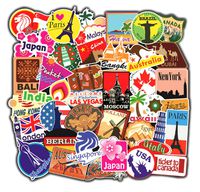 DOFE 100 PCS Scenic Spot Stickers, Laptop Stickers,Guitar Motorcycle Bicycle Luggage Decal Graffiti Patches for Teens. (100 PCS Scenic Spot Stickers)