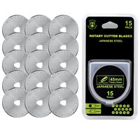 Headley Tools 45mm Rotary Cutter Blade(Pack of 15) Fits Olfa Fiskars Turecut (45MM, Quantity 15pc)