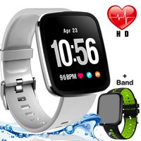 [Upgrade]Waterproof Smart Watch Fitness Tracker with Heart Rate Monitor Blood Pressure Watch Men Women Birthday Electronic Gifts Outdoor Sport Watch Calorie Step Swim Camp Wrist Watch Sycn Android iOS