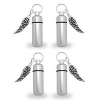 4 Pack Angel Wing Silver Cremation Funeral Keepsake Memorial Vial Urn Key Chains Includes Photo Memorial Keychain and Resizing Software