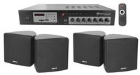 Rockville Commercial Restaurant Bluetooth Amplifier+(4) 3.5" Black Cube Speakers