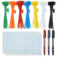 SelfTek 140Pieces Zip Ties Colorful Marker Ties Self-Locking Cable Ties with 256Pcs Cable Labels and 3Pcs Marker Pen