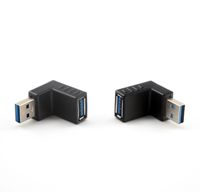 JEVIT USB 3.0 up Down Male to Female Extension Adapter Combo Upward and Downward 90 Degree Right Angle USB 3.0 Super-Speed Connector Adapte Coupler