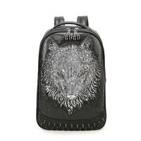 3D Print Animal Studded Backpack PU Leather Cool Backpack Bookbag