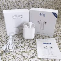 Original I12 TWS Wireless Bluetooth 5.0 Earphone Sports Sweatproof Headphone Touch Portable Earbuds (White)