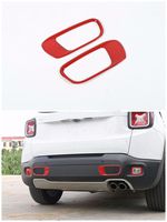 FMtoppeak Red Decoration Mouldings ABS Rear Bumper Trim Kit Exterior Cover For 2014 UP Jeep Renegade